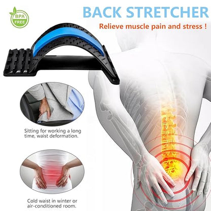 JUMPOW Back Stretcher for Lower Back Pain Relief, 4 Level Adjustable Lumbar Back Cracker Board for Scoliosis, Spine Decompression, Sciatica