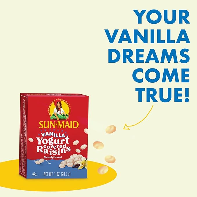 Sun-Maid Vanilla Yogurt Coated Raisins - (6 Pack) 1 oz Snack-Size Box - Yogurt Covered Dried Fruit for Lunches and Back To School Snacks