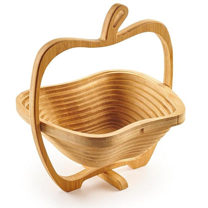 Oh! Nuts Dried Fruit Gift Basket - Gourmet Gift Baskets - Holiday Healthy Assortment Dried Fruits Gift Box - Crafted in the USA - Wooden Apple Shape Gift Tray - (Golden Brown)