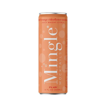 Mingle Mocktails Non Alcoholic Cocktails | Blood Orange Elderflower Mimosa 24 Can Pack