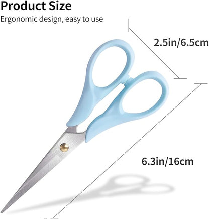 Gold Scissors, Stainless Steel Blade with Acrylic Handle, All Purpose Scissor for Office, School, Home, Fabric Shears, Tijeras (6.3" Blue)