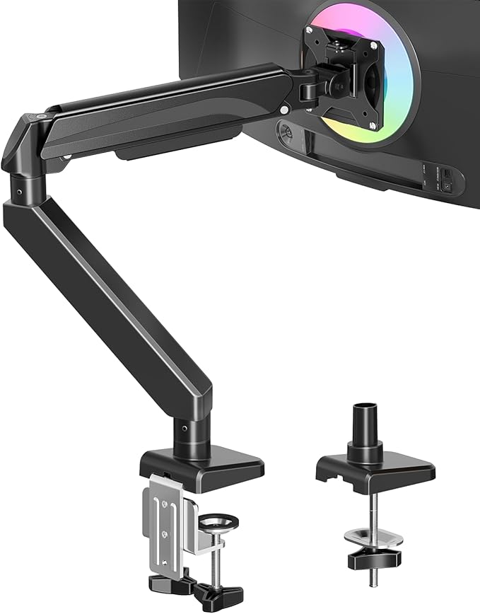 MOUNT PRO Ultrawide Single Monitor Arm for 22"- 42" Screens, Monitor Desk Mount Stand Holds 4.4-33 lbs, Heavy Duty Height Adjustable Vesa Mount, with C Clamp & Grommet Base