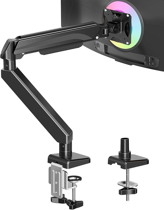 MOUNT PRO Ultrawide Single Monitor Arm for 22"- 42" Screens, Monitor Desk Mount Stand Holds 4.4-33 lbs, Heavy Duty Height Adjustable Vesa Mount, with C Clamp & Grommet Base