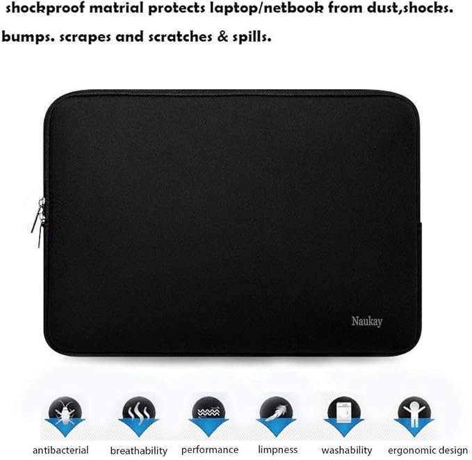 17 inch Laptop Sleeve Case, 17-17.3 Inch Resistant Neoprene Laptop Sleeve/Notebook Computer Pocket Case/Tablet Briefcase Carrying Bag Compatible Asus/Dell/Fujitsu/HP/Sony/Acer - (Black)