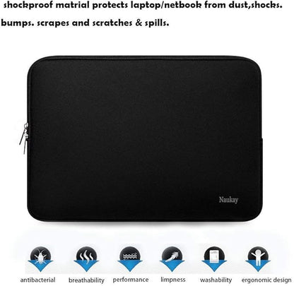 Laptop Sleeve Case 14 Inch, Resistant Neoprene Sleeve/Notebook Computer Pocket Case/Tablet Briefcase Carrying Bag for inch HP, Lenovo, Asus Notebook, Ultrabook, Black