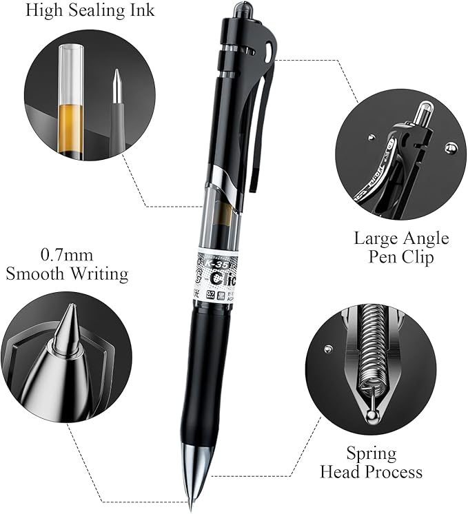 M&G Gel Pens, 0.7mm Black Gel Pens Medium Point, 36 PCS Retractable Gel Ink Rollerball Pens, Gel Ink Pens with Premium Ink & Comfort Grip for Smooth Writing Office School Men Women