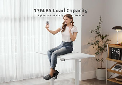 YDN Standing Desk, Electric Adjustable Height 48 Inchs Stand up Desk, Sit Stand Home Office Desk with Splice Board, White Top