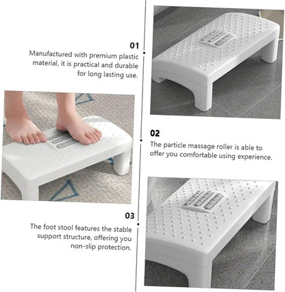 Portable White Footstool for Office and Home Stable Non-Slip Foot Rest Stool with Ergonomic Support Angle for Stress Relief Legs Feet Knees and Ankles Suitable for Desk and Piano