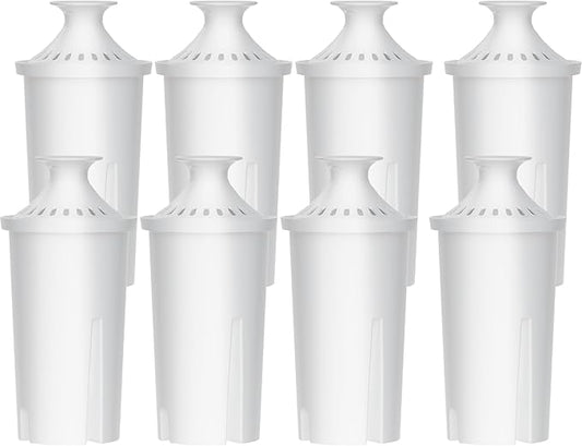 Overbest NSF Certified Pitcher Water Filter, Replacement for Brita® Pitchers and Dispensers, Brita® Classic 35557, OB03, Mavea® 107007, and More, Includes 8 Filters