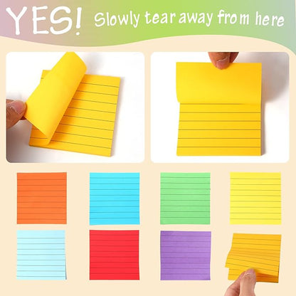 64 Pack Lined Sticky Notes 3x3 Post Note with Lines Bright Ruled Sticky Notes Bulk Note Pads Self Adhesive Memo Papers with Lines for Office, Home, School, Meeting