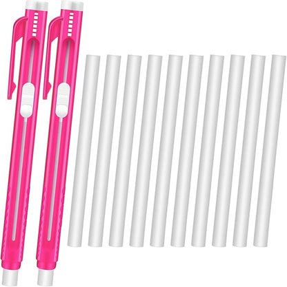 12 Pieces Retractable Mechanical Eraser Pen Bulks Retractable Mechanical Stick Eraser Refill for Teacher Gifts Painting Writing Office Daily Study (Rose Red)