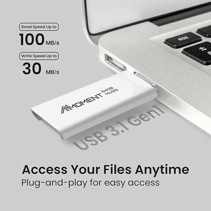 MMOMENT 64GB (5 Pack) MU39 USB Flash Drive– USB 3.2 Retractable Thumb Drive with Sliding Connector, Up to 100MB/s Read, 30MB/s Write – Plug & Play Memory Stick for PC, Mac, TV, Car