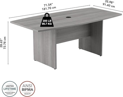 Bush Business Furniture 72-inch Office Conference Table with Wood Base, Boardroom Meeting Space for 6 Users, Platinum Gray