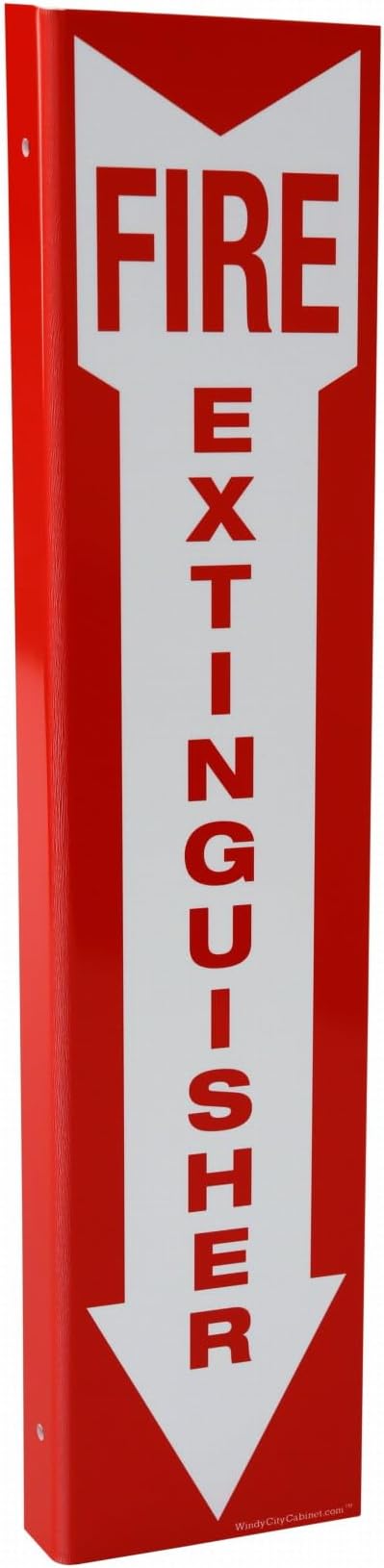 Fire Extinguisher Mount & Sign - Red Cabinet with Door - 22 Gauge Steel, Powdercoat Finish, Metal Handle, Universal Wall Mountability - 5-10 lb. Capacity - Made in USA - Extinguisher Not Included