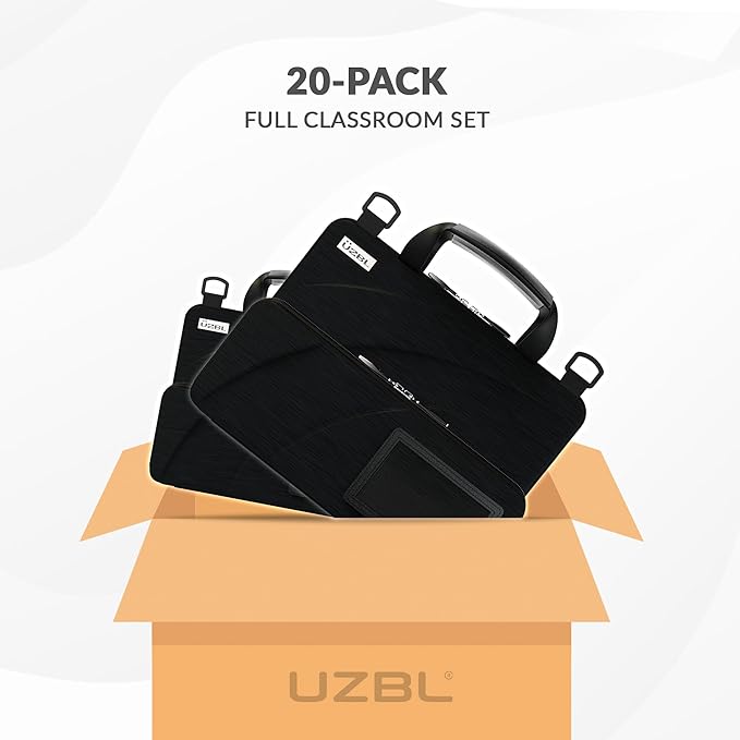 UZBL 11-11.6 Inch Always-on Chromebook Protective Hard Case with Accessory Pouch and Adjustable Shoulder Stra (20 Pack)