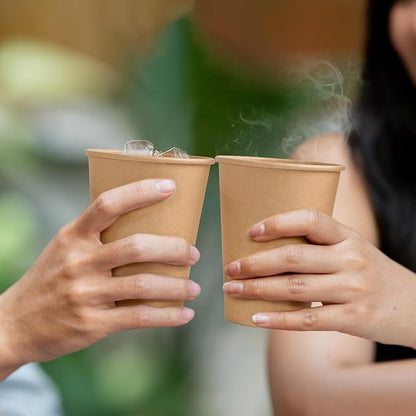 300 Pack 12 oz Paper Coffee Cups, Disposable Kraft Coffee Cups, Hot/Cold Drinking Cup for Water, Coffee, Juice