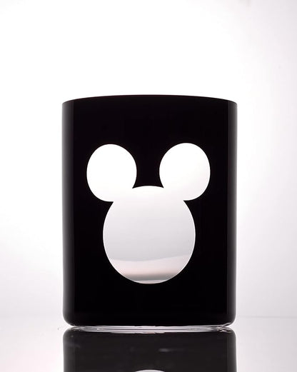 JoyJolt Disney Luxury Mickey Mouse Double Old Fashioned Whiskey Glasses. 2x European Crystal Bar Glasses. Premium Xmas Disney Stuff, Gifts and Cups. 12oz Black Drinking Glasses, Disney Tumbler