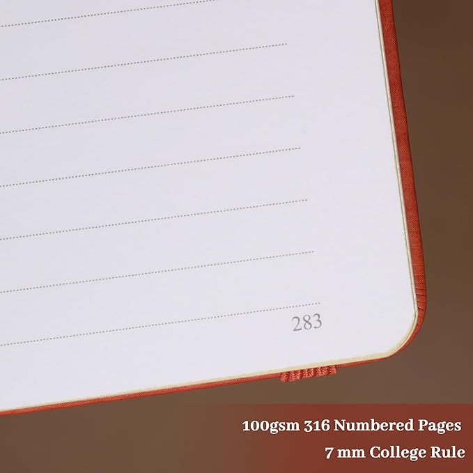 TIEFOSSI Lined Journal for Women Men, Vintage Notebooks with Bookmarks, Hardcover A5 College Ruled Notebook 316 Numbered Pages for Writing, Daily Journal for Work School, Note Taking