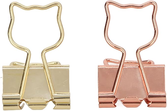 Cat Clips, Cute Clips Shaped Paper Medium, 100pcs in Two Colors - Strong Clamping Force, Rustproof Metal, Ideal for Students and Office Use