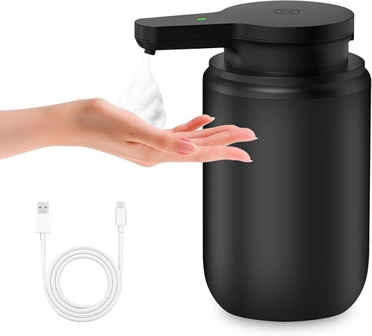 Automatic Soap Dispenser Foaming Touchless 10.14oz/300ml Foam Soap Dispenser Automatic Foam Hand Soap Dispenser with Infrared Sensor for Bathroom Kitchen Sink Hotel Restaurant (Black)