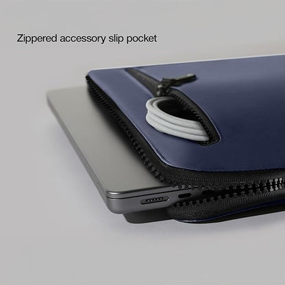 Incase Compact Laptop Sleeve with Flight Nylon - 16 Inch MacBook Pro and Laptop Case – Slim Computer Sleeve with Faux Fur Lining, Front Accessory Pocket with Zipper - Flight Navy