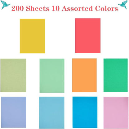 Colored Paper 8.5 x 11 Assorted Colored Print Paper 10 Colors Copy Paper, Letter Size Colored Copy Paper for Cutting DIY Kids Art Craft School Office Supplie
