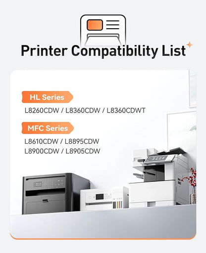 TN431 Toner Cartridge 4-Pack Compatible Replacement for Brother TN-431 TN433 TN436 MFC-L8900CDW MFC-L8690CDW HL-L8360CDW HL-L8260CDW MFC-L8610CDW MFC-L8905CDW MFC-L9570CDW HL-L8360CDWT Printer Set Ink