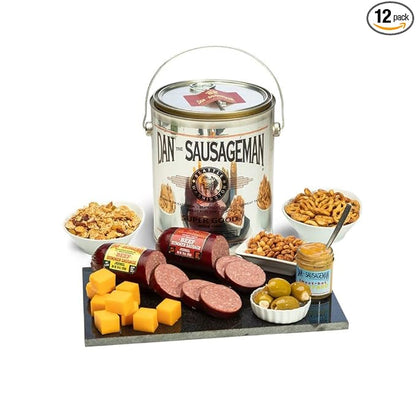 Dan the Sausageman Signature Gifts: Ready-to-Serve Gourmet Snack Basket | Premium Beef Summer Sausage and Cheese (Perfect Palate)
