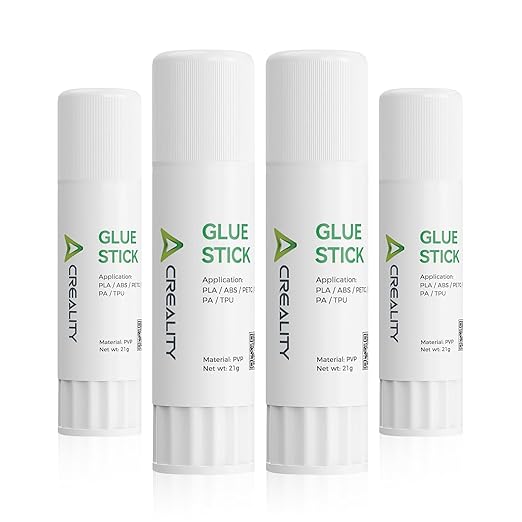Creality 3D Printer Glue Sticks 4 Pack Enhanced First Layer Adhesion Reduce Warping on Hot Bed, PVP Solid 3D Print Glue Sticks Compatible with PLA/ABS/PETG/PC/PA/TPU, Each Weighing 21g/0.74oz