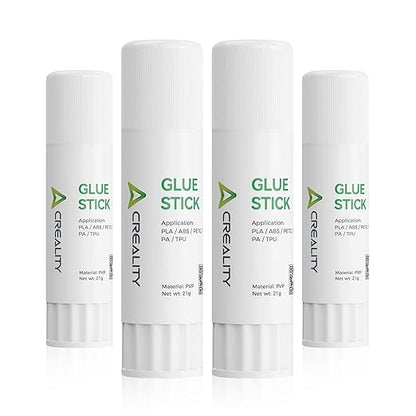 Creality 3D Printer Glue Sticks 4 Pack Enhanced First Layer Adhesion Reduce Warping on Hot Bed, PVP Solid 3D Print Glue Sticks Compatible with PLA/ABS/PETG/PC/PA/TPU, Each Weighing 21g/0.74oz