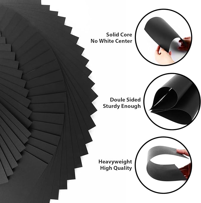 OcePor 400 Sheets Black Cardstock 8.5” x 11”, 92lb/250gsm Black Card Stock, Thick Card Stock Paper, Heavy Cardstock Paper for Printer, Resume, Scrapbooks, Art, Crafts, Business Cards