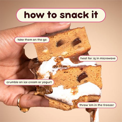 Prime Bites Protein Brownie from Alpha Prime Supplements | High Protein, Collagen Fortified Low Sugar Treat | Delicious Snack | 12 Bars per Box (S'mores)