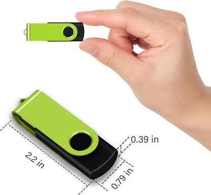 EASTBULLUSB Flash Drive Bulk 4GB 20 Pack with Lanyards USB 2.0 Thumb Drive Bulk Memory Stick Swivel Pen Drive for Storage and Backup 4GB 20 Pack, Green