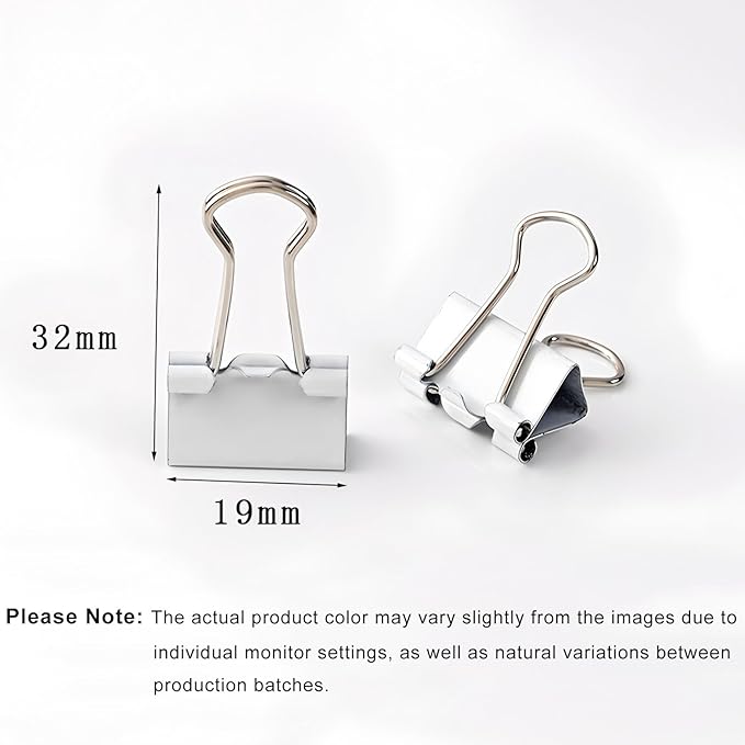 50 Pack Small White Binder Clips 3/4 Inch (19 mm), Colored Little Paper Clamps, Tiny Mini Paper Clips for Office Home School Business 0.75"