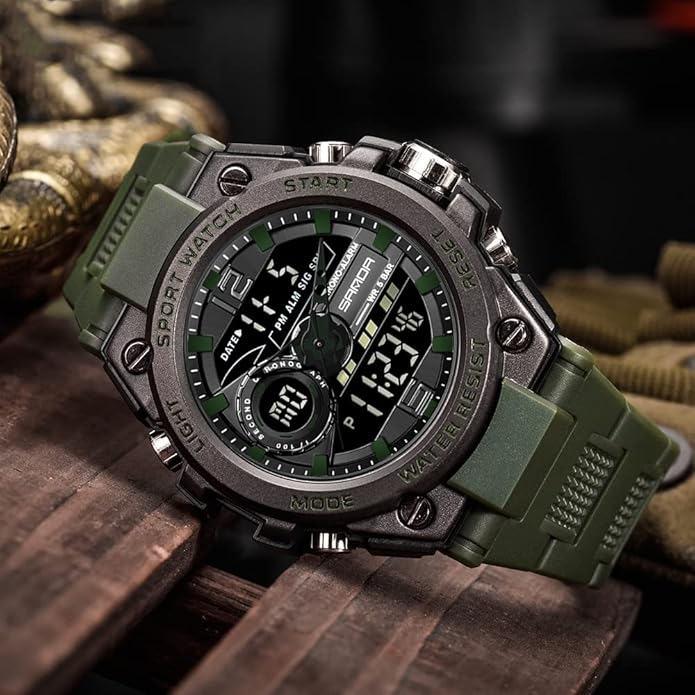 KXAITO Men's Watches Sports Outdoor Waterproof Military Watch Date Multi Function Tactics LED Alarm Stopwatch