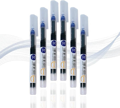 Blue Gel Pens Pack of 6 | 0.6mm Smooth Writing Rollerball Pen | Premium German Ink | Ergonomic Grip | Quick-Dry | Ideal for Students & Office Use