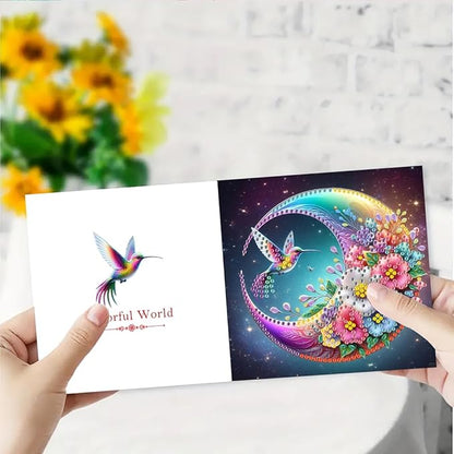12pcs Diamond Art Painting Postcards with Envelope, Hummingbird Pattern Daily DIY Handmade Greeting Cards Wishing Cards for Special Occasion Festival Craft Gift