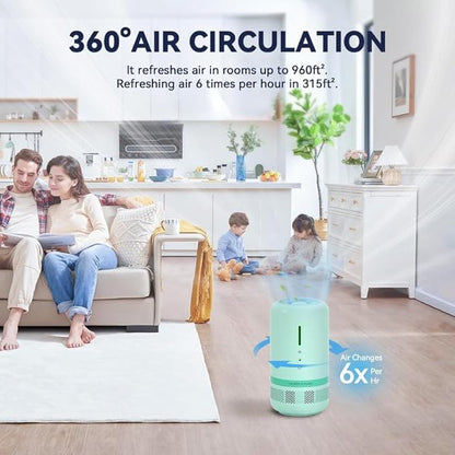 Air Purifiers for Home,HEPA Small Air Purifier for Room up to 960ft²,Air Purifiers for Home Pets,Odor,Dust,Quiet Air Cleaner for Office,Living Room,Bedroom,Green 2 Pack