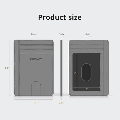 Buffway Slim Minimalist Front Pocket RFID Blocking Leather Wallets for Men and Women - Alaska Green