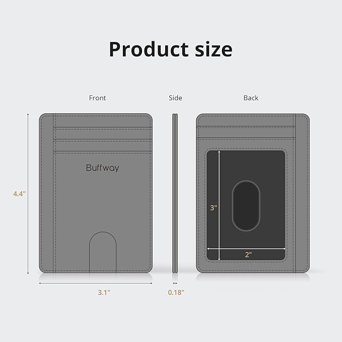 Buffway Slim Minimalist Front Pocket RFID Blocking Leather Wallets for Men and Women - Alaska Blue
