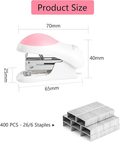 NEBURORA Mini Effortless Desktop Staplers with 400 Standard 26/6 Staples, 2-24 Sheet Capacity, Includes Built-in Staple Remover, Cute Stapler Gift for Student and Office Use, 3 Colors Options (Blue)