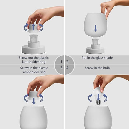 Touch Bedside Table Lamp Set of 2 - Small Modern Table Lamp for Bedroom Living Room Nightstand, 3-Way Dimable Desk lamp with White Opal Glass Lamp Shade, 2700K LED Bulb, Simple Design Home Decor