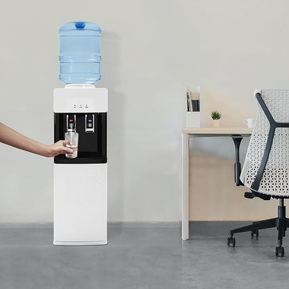Top Loading Water Cooler, Hot & Cold Water Dispenser for 5 Gallon Bottles, Child Safety Lock, Water Coolers for Homes, Kitchens, Offices, Dorms (White Black)