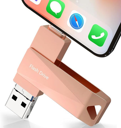512GB Photo Stick for Phone, Qainerly USB Flash Drive for Phone All Models, 4-in-1 Design Transfer Storage, iPad/PC/Android