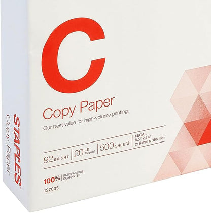 Staples Copy Paper, 8 1/2" x 14", Ream