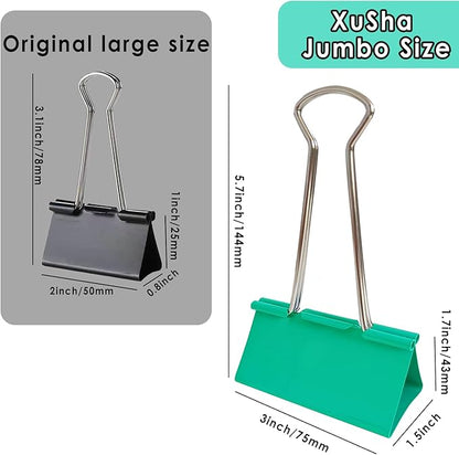 18PCS Jumbo Binder Clips 3 Inch, Green, Binder Clips Extra Large Heavy Duty for Office Supplies