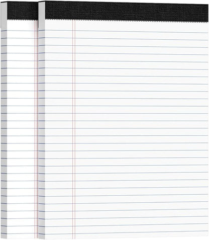 2pcs Legal Pads 8.5 x 11, Notepads 8.5 x 11 Inch, White Note Pads Clear Print Writing Pads of Paper, Memo Pads , Perforate Legal Notepads Paper , Wide Ruled Lined with Sturdy Back,50 Sheets/Pack