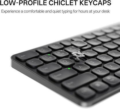 Rapoo 9050S Multi-Device Keyboard and Mouse Combo, 2.4GHz/Bluetooth 5.0/4.0 Wireless Keyboard & Mouse Set for Windows/Mac/Linux/Chrome, Support 4 Devices, Rechargeable, Silent Click, Black