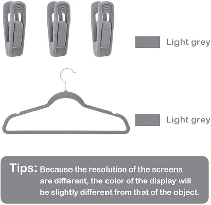 Trgowaul Velvet Hangers Clips, Pants Hangers Velvet Clips, Strong Finger Clips Perfect for Thin Velvet Hangers (20pc, Grey)