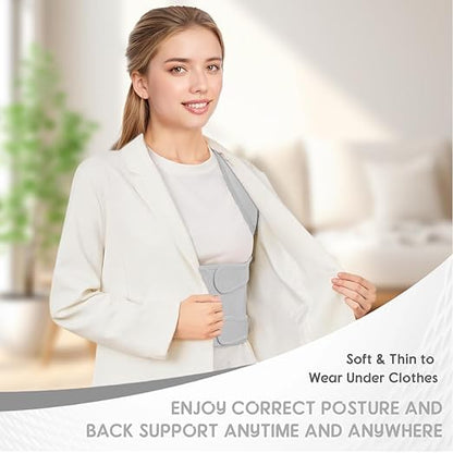 Posture Corrector for Women & Men – Full Back Support Adjustable Back Brace, Shoulder Straightener for Spine Alignment, Upper Back & Back Pain Relief(Grey, Medium)